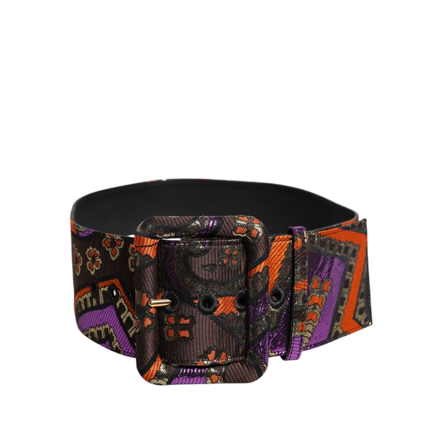 Dolce & Gabbana Multicolor Floral Jacquard Lurex Wide Waist Buckle Belt WMB491-75