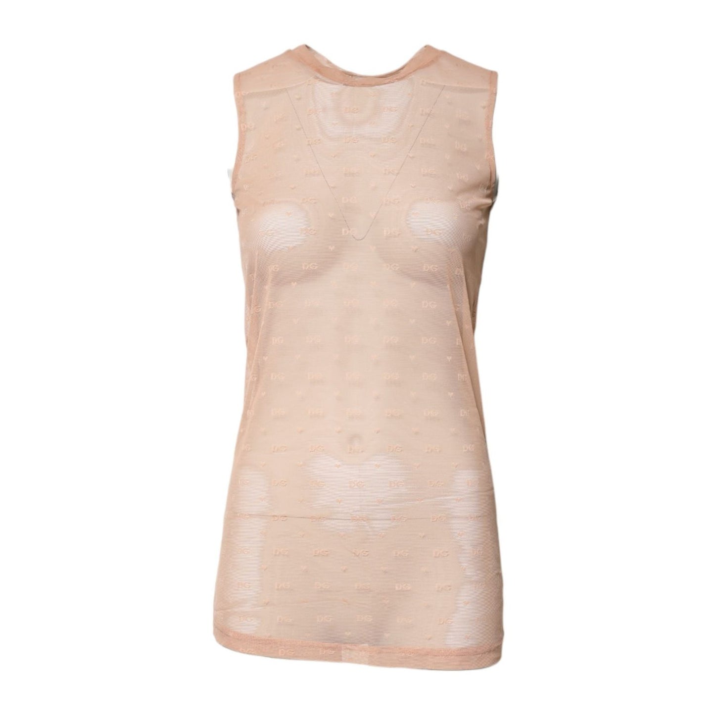 Dolce & Gabbana Beige Nylon Logo Monogram Sleeveless Tank Top TSH878576-2