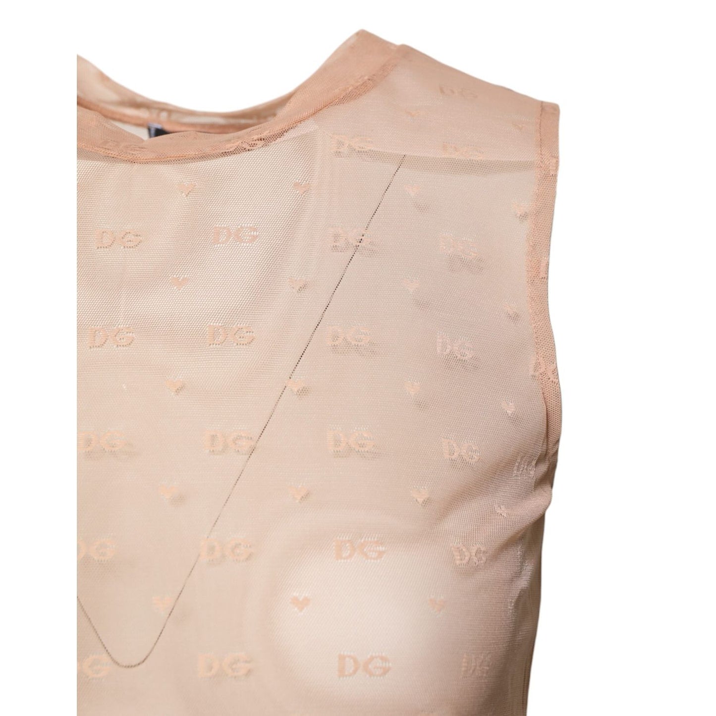 Dolce & Gabbana Beige Nylon Logo Monogram Sleeveless Tank Top TSH878576-2