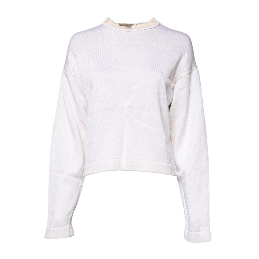 Jil Sander White Viscose Crew Neck Long Sleeves Pullover Sweater TSH878613-34