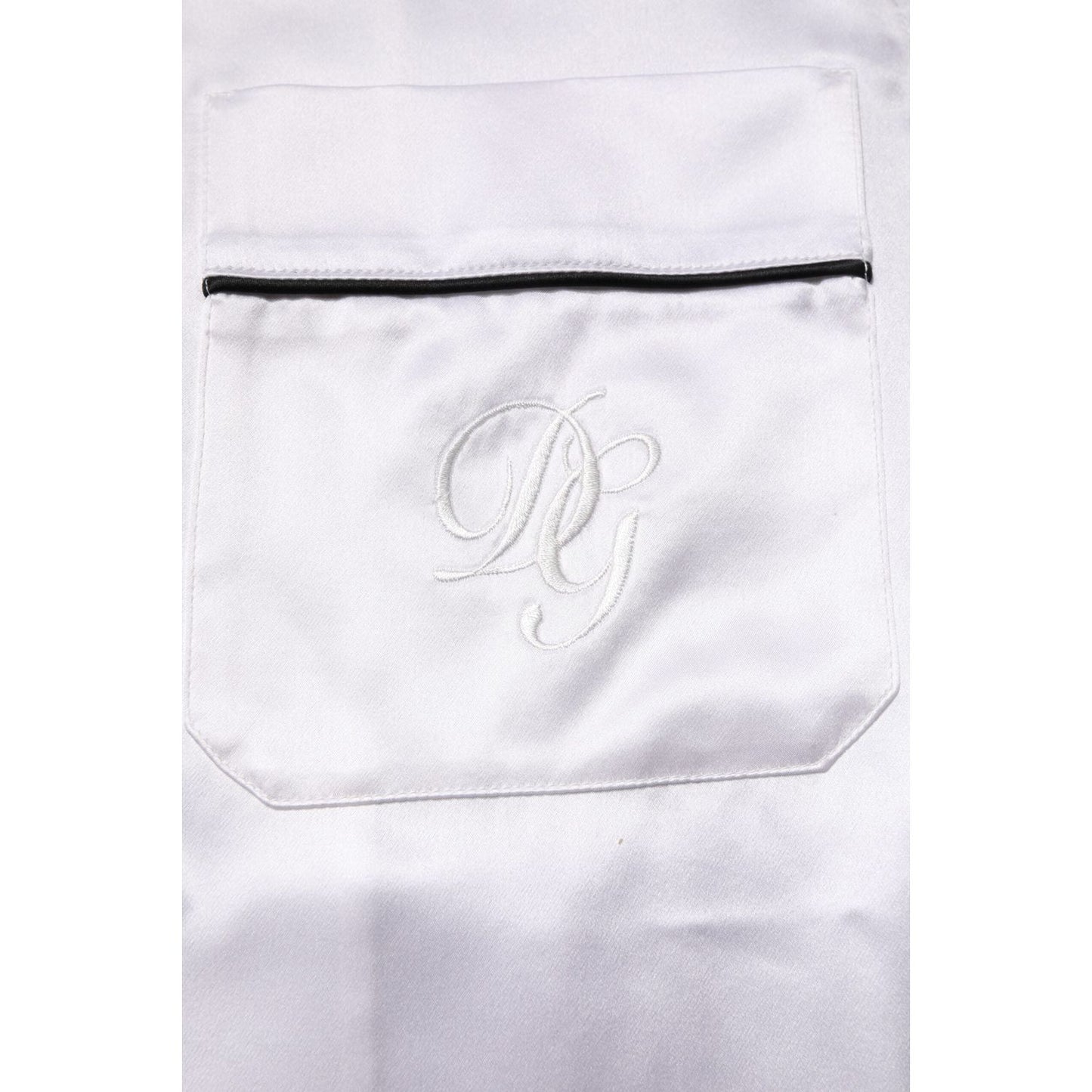Dolce & Gabbana White Satin Silk Men Pajama Set Sleepwear KOS2290-38