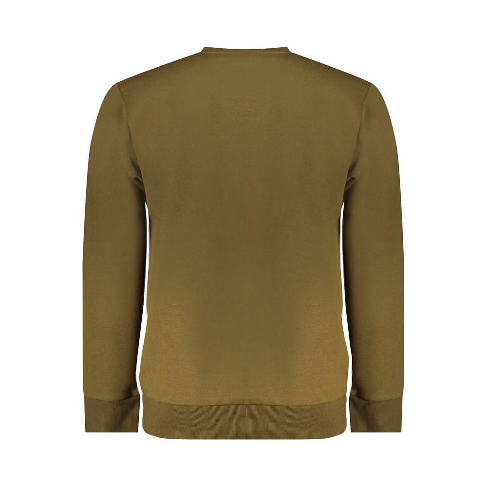 Back view of Timberland green organic cotton crew neck sweater, long-sleeved with logo detail