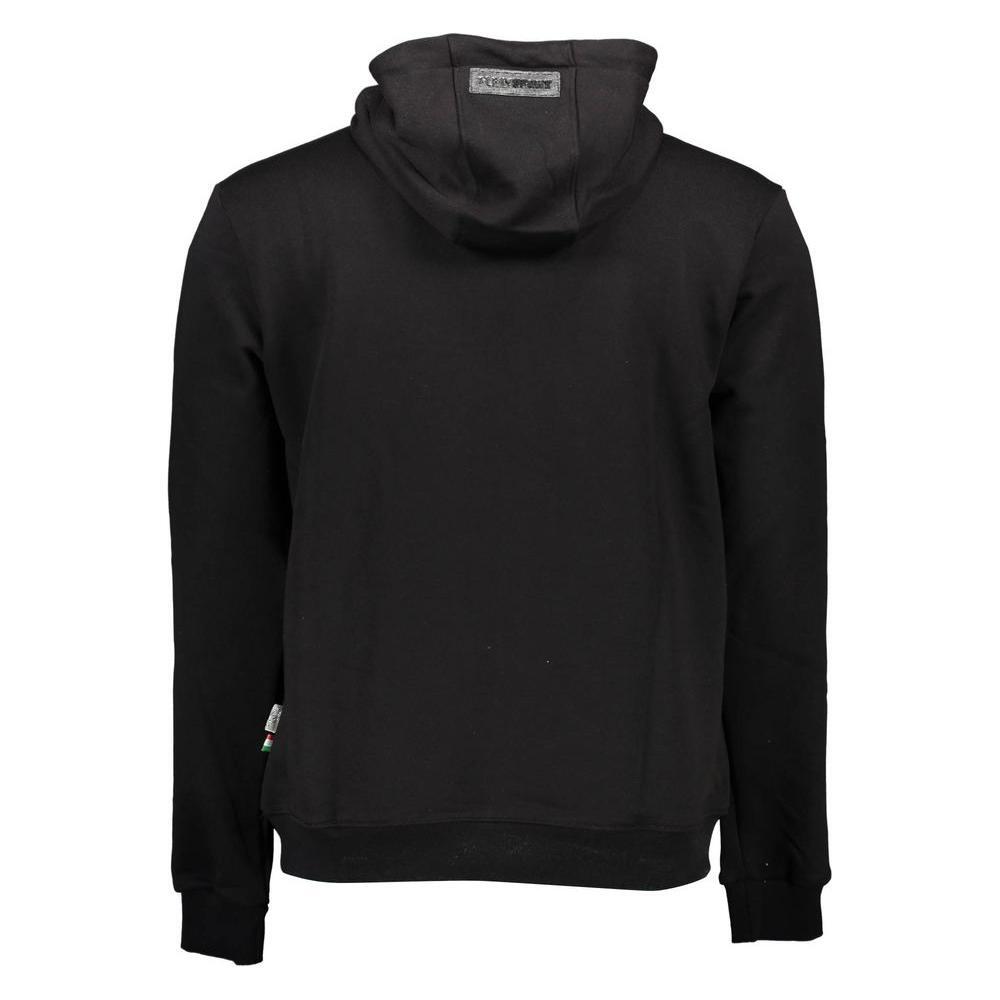 Plein Sport Black Cotton Men's Hooded Sweater PL-9576-XL