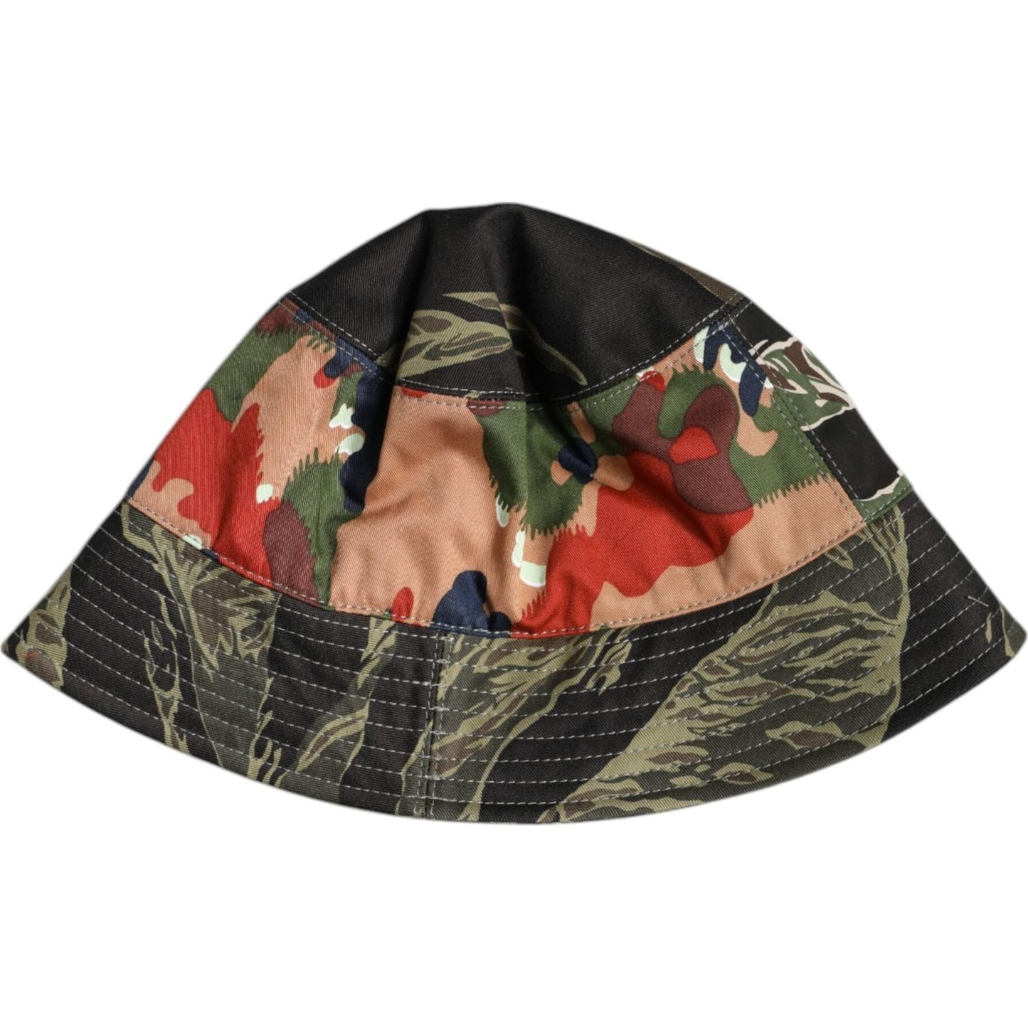 Dolce & Gabbana multicolor bucket hat in brown camouflage, 99% cotton, with DG plaque. Made in Italy, new with tags.