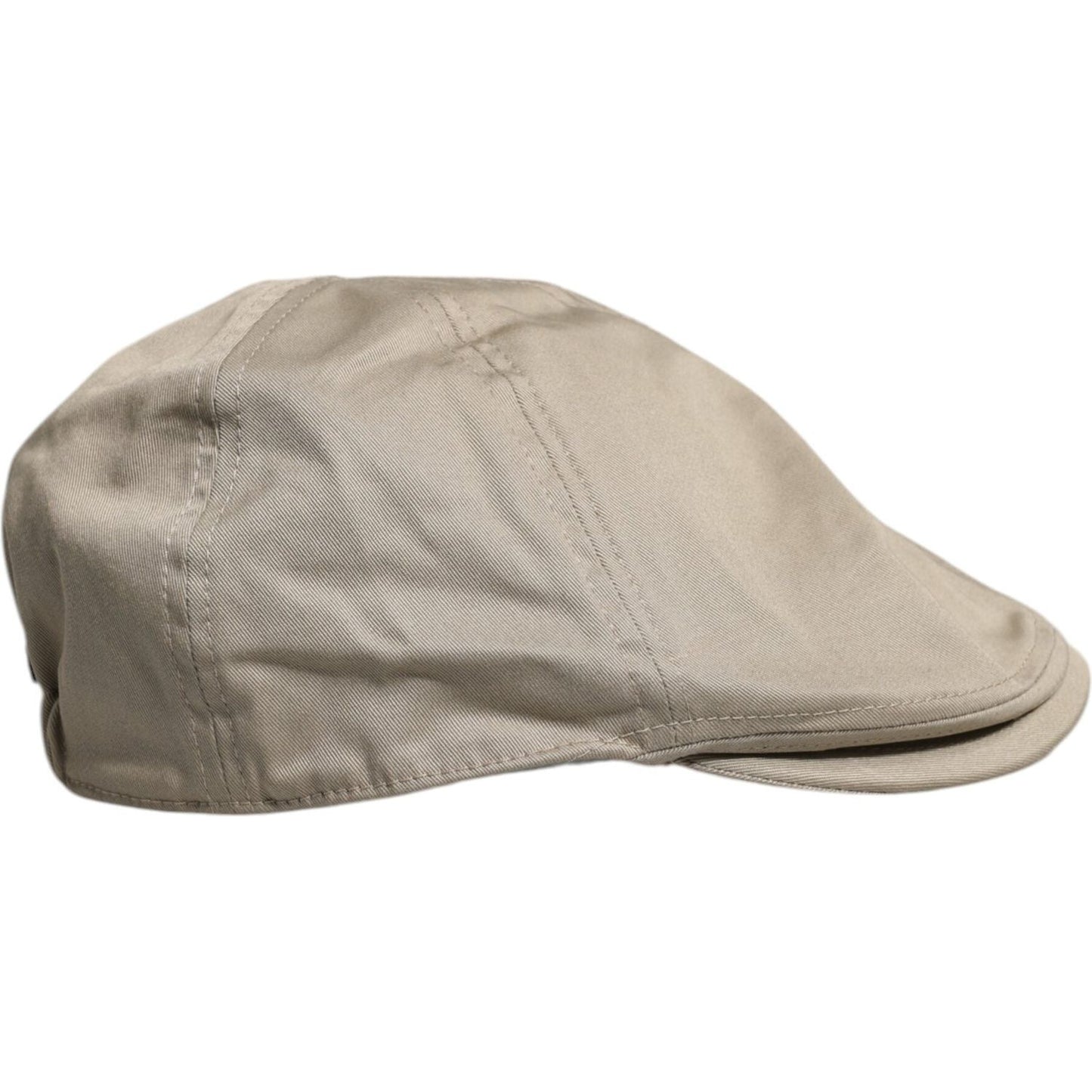 Dolce & Gabbana beige cotton newsboy cap, Cabbie style hat, made in Italy, 98% cotton, with logo details. Perfect for men.