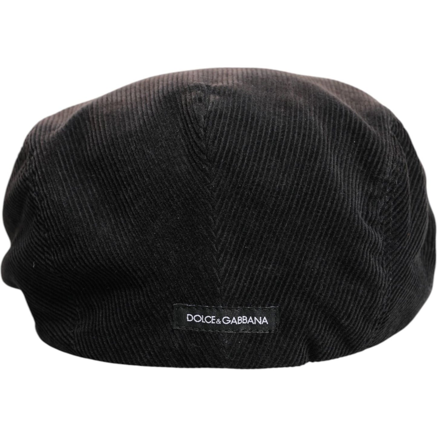 Dolce & Gabbana brown cotton newsboy cap with logo detail, 100% cotton, viscose lining, made in Italy, men's fashion accessory.