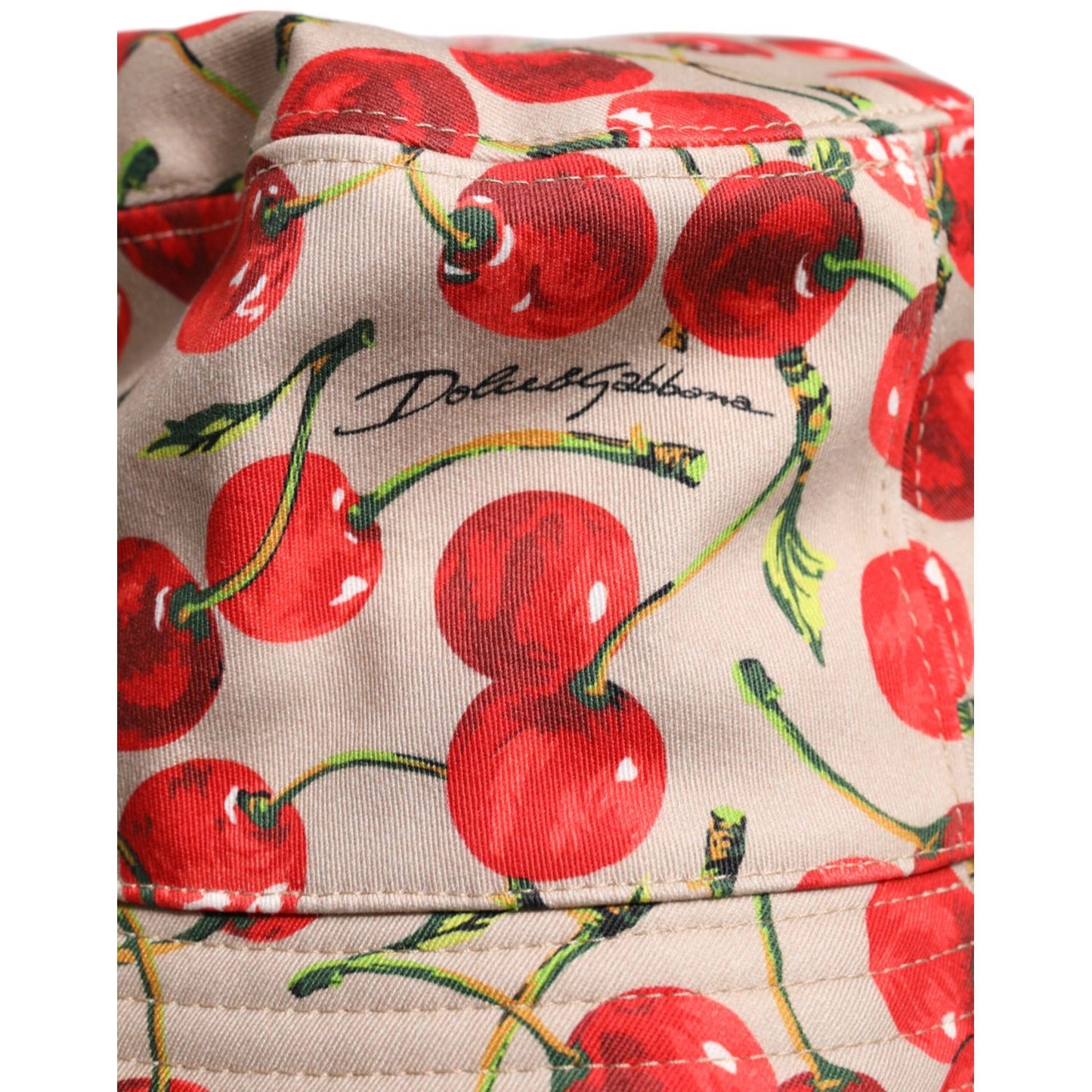 Dolce & Gabbana Beige Cotton Printed Wide Brim Bucket Hat
