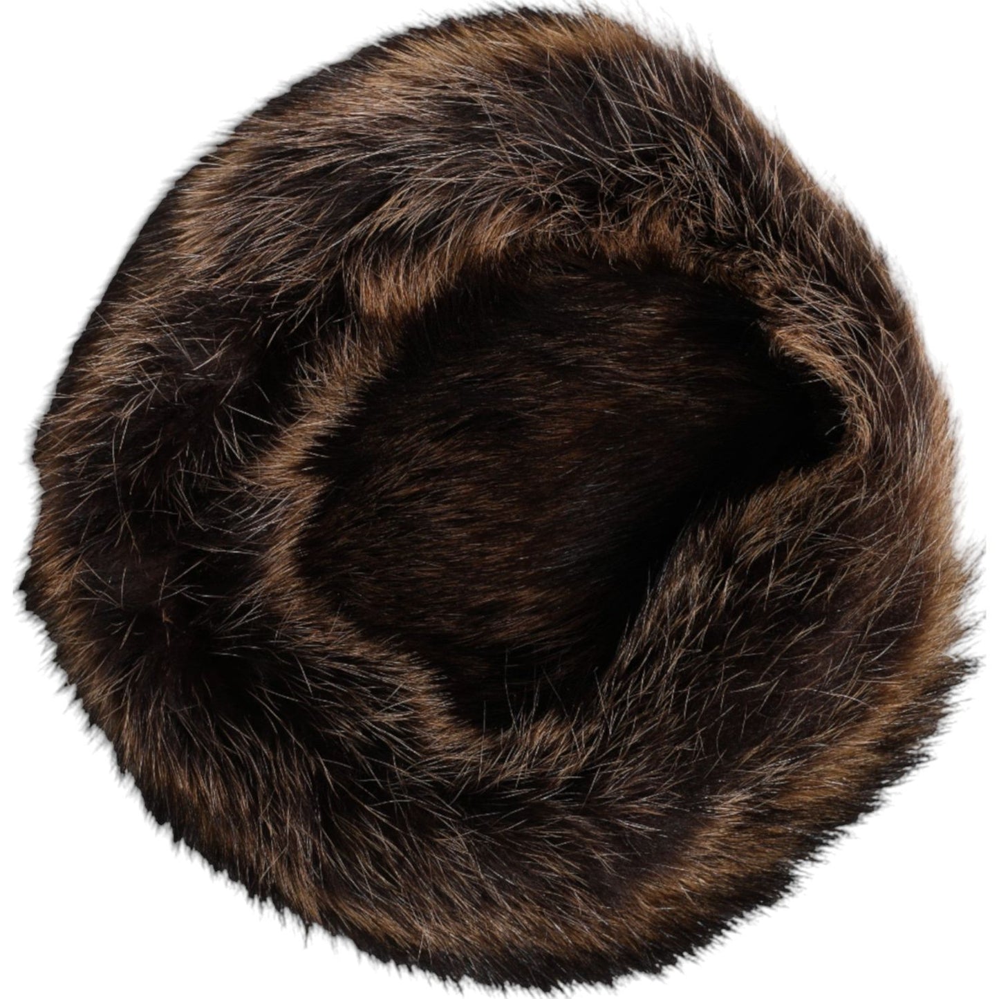 Dolce & Gabbana brown fur women's bucket hat, racoon and caiman blend, silk lined, luxury fashion accessory made in Italy.