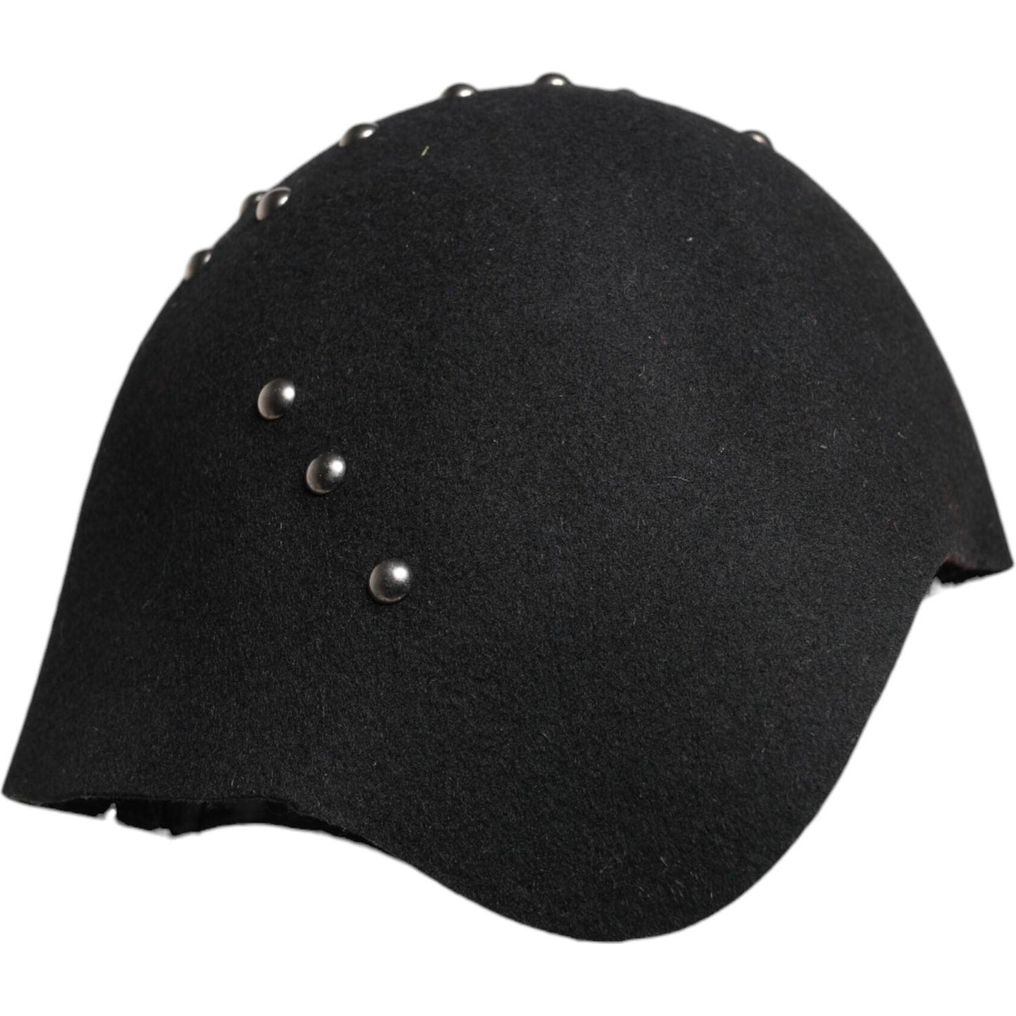 Dolce & Gabbana black wool cloche hat with crystal and pearl embellishments, luxury designer accessory for women made in Italy.