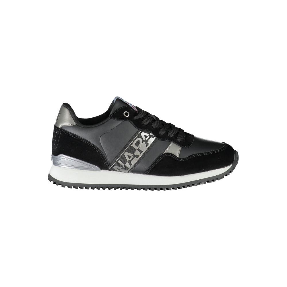 Napapijri chic black lace-up sneakers with contrast detail and logo, featuring a bold print and versatile design for casual or sporty wear.