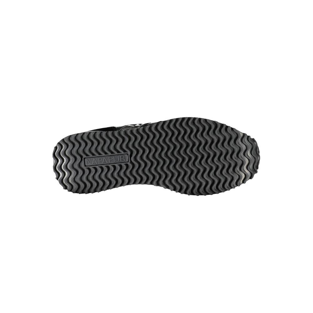 Outsole view of Napapijri Chic Black Lace-Up Sneakers with grippy tread and logo detail.