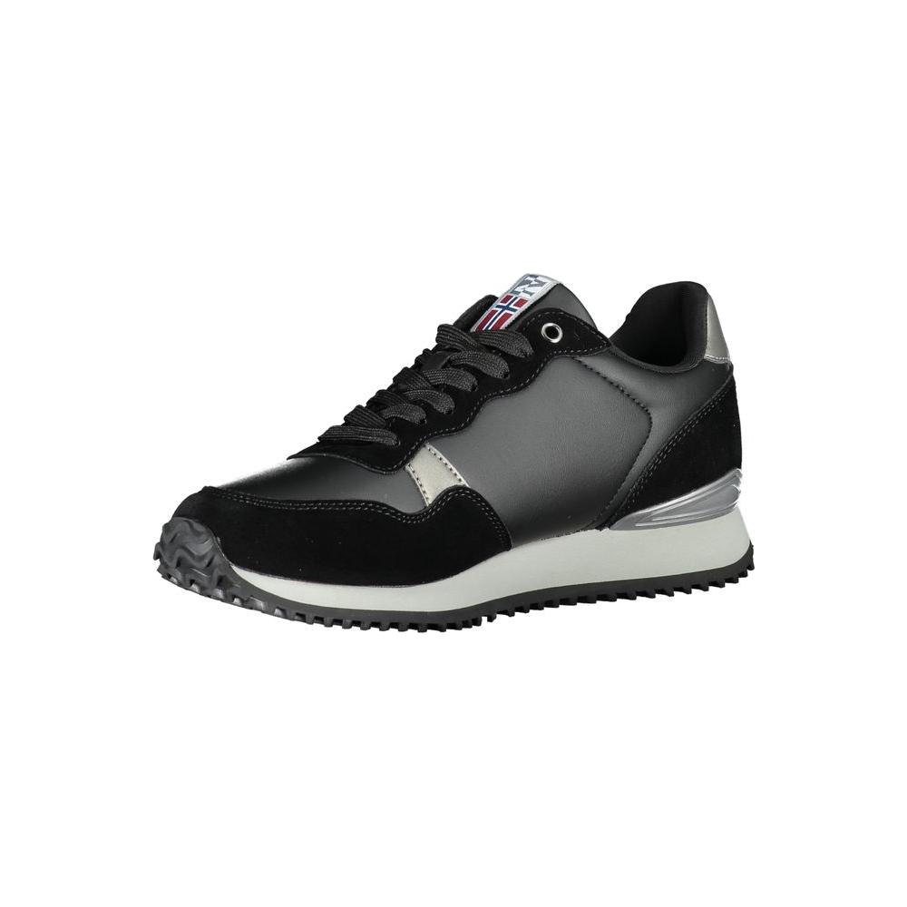 Napapijri chic black lace-up sneakers with contrast detail and logo, featuring a stylish and comfortable design for casual wear.