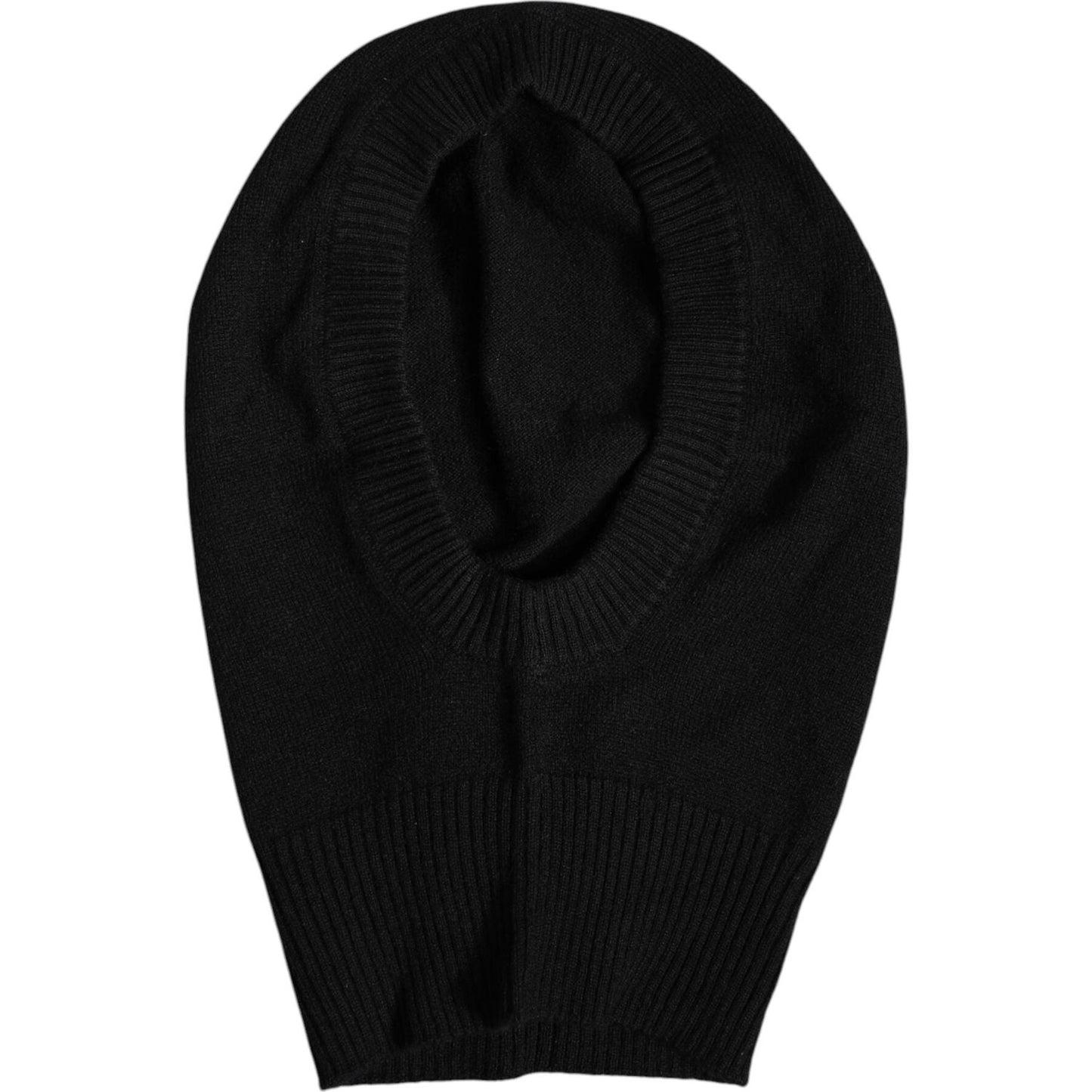 Dolce & Gabbana black cashmere knitted ski mask balaclava hat, women's fashion accessory, 100% cashmere, made in Italy.