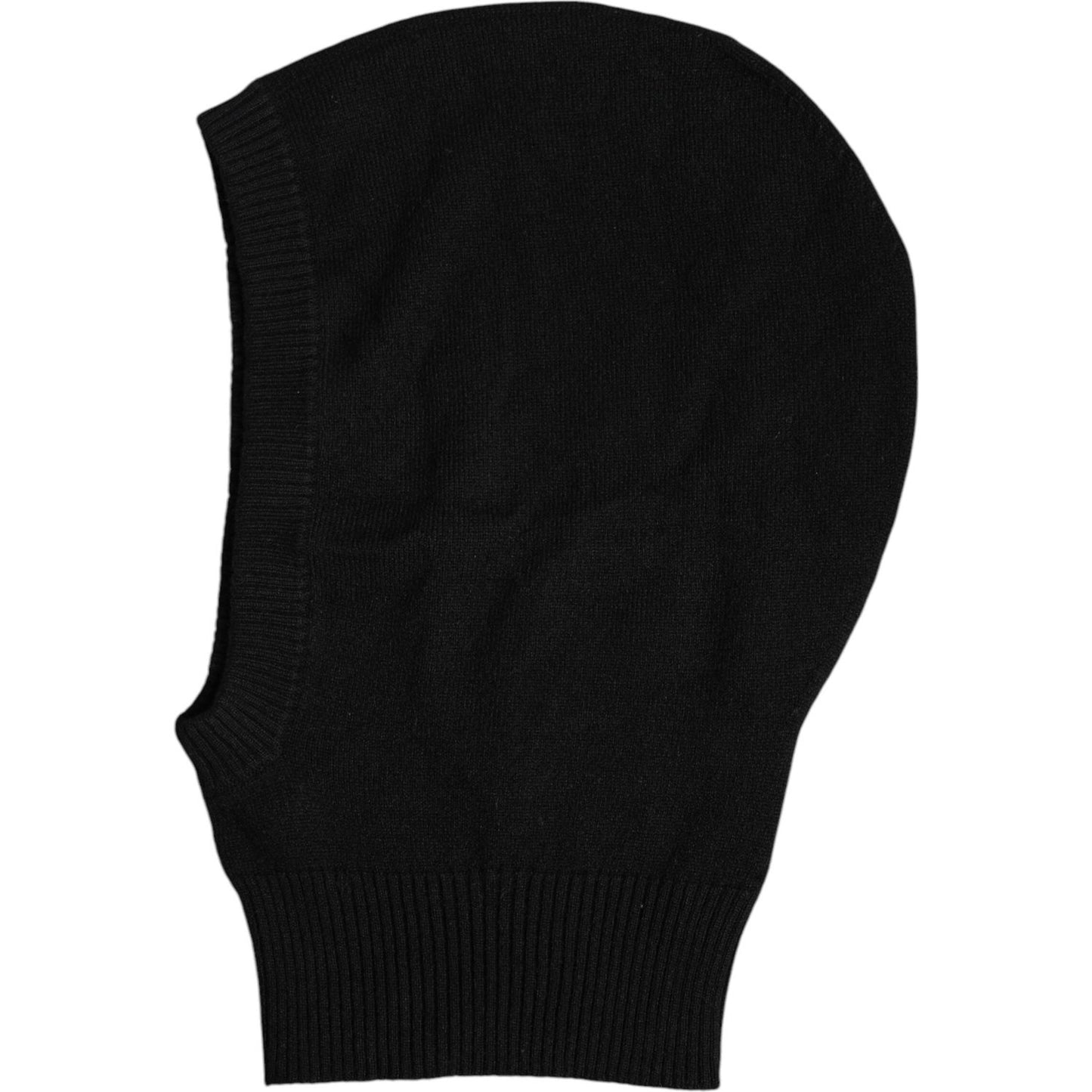 Dolce & Gabbana black cashmere knitted ski mask balaclava hat featuring logo details, women's Italian designer accessory.