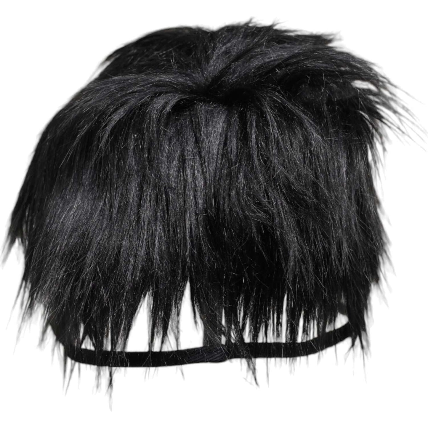 Dolce & Gabbana black faux fur bucket hat, women's fashion accessory, with logo details, made in Italy, stylish and luxurious.