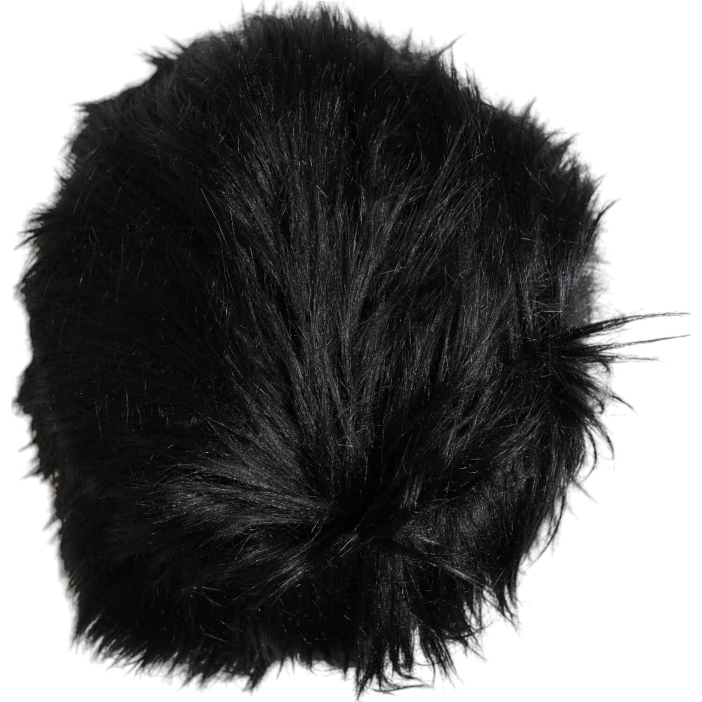 Dolce & Gabbana black faux fur bucket hat, luxury women's fashion accessory, featuring a stylish, fluffy design, made in Italy.