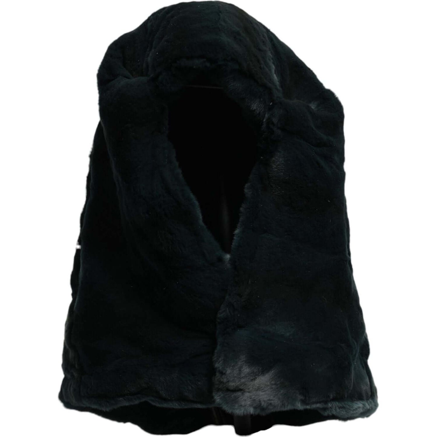 Dolce & Gabbana black weasel fur women's beanie hat with inner lining, featuring logo details, made in Italy.