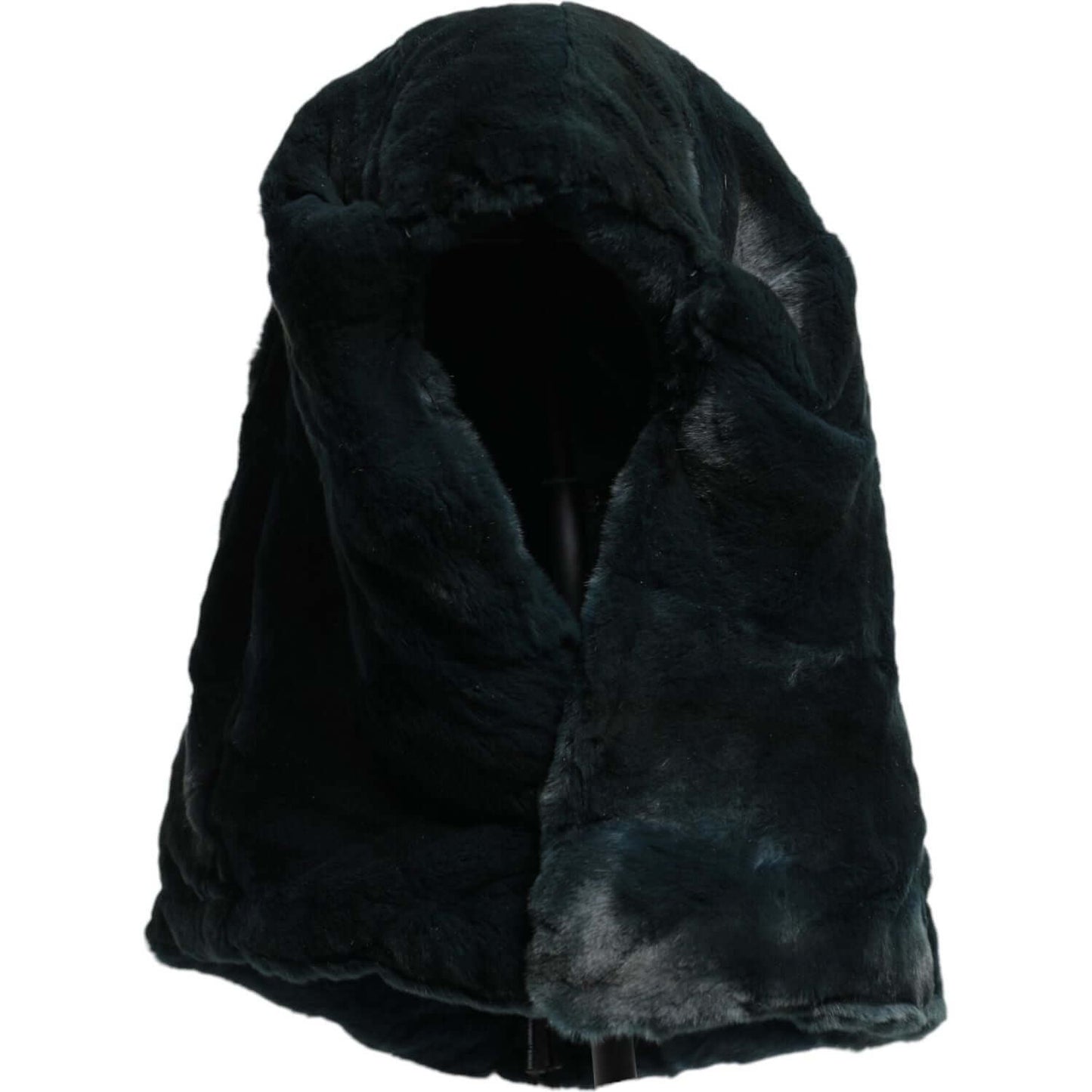 Dolce & Gabbana black weasel fur beanie hat with luxurious texture and logo details, 100% authentic Italian design.