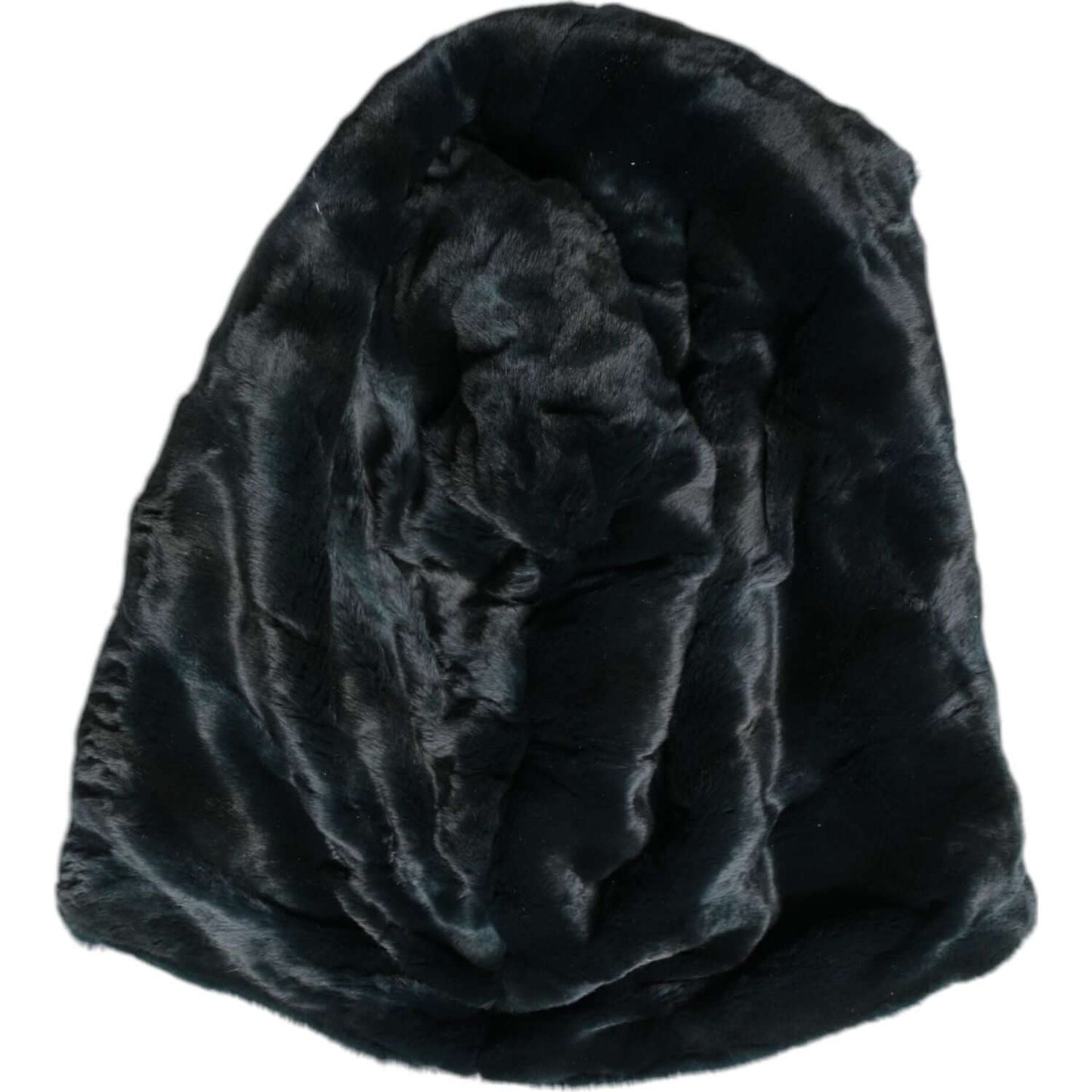 Dolce & Gabbana black weasel fur beanie hat, luxury women's fashion accessory, authentic Italian design, made with 100% weasel fur.
