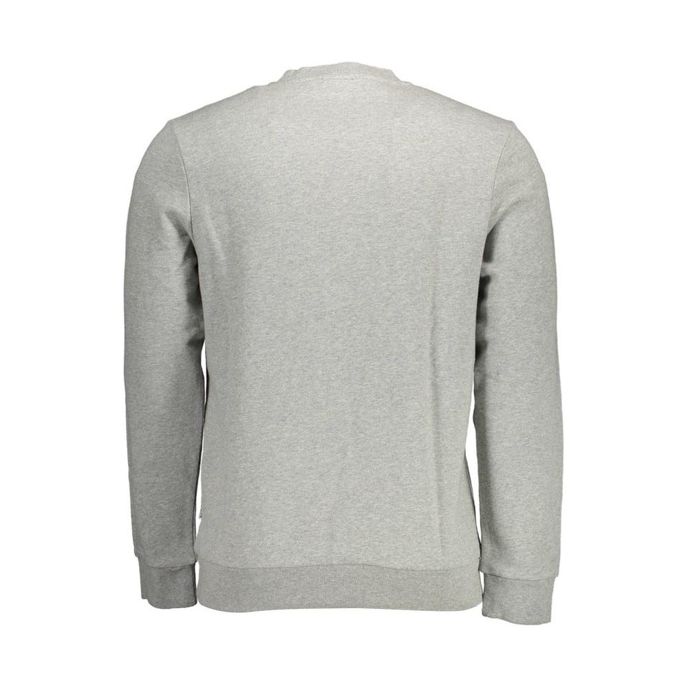 Back view of gray Napapijri cotton men's sweater showcasing comfortable long sleeves and sleek design.