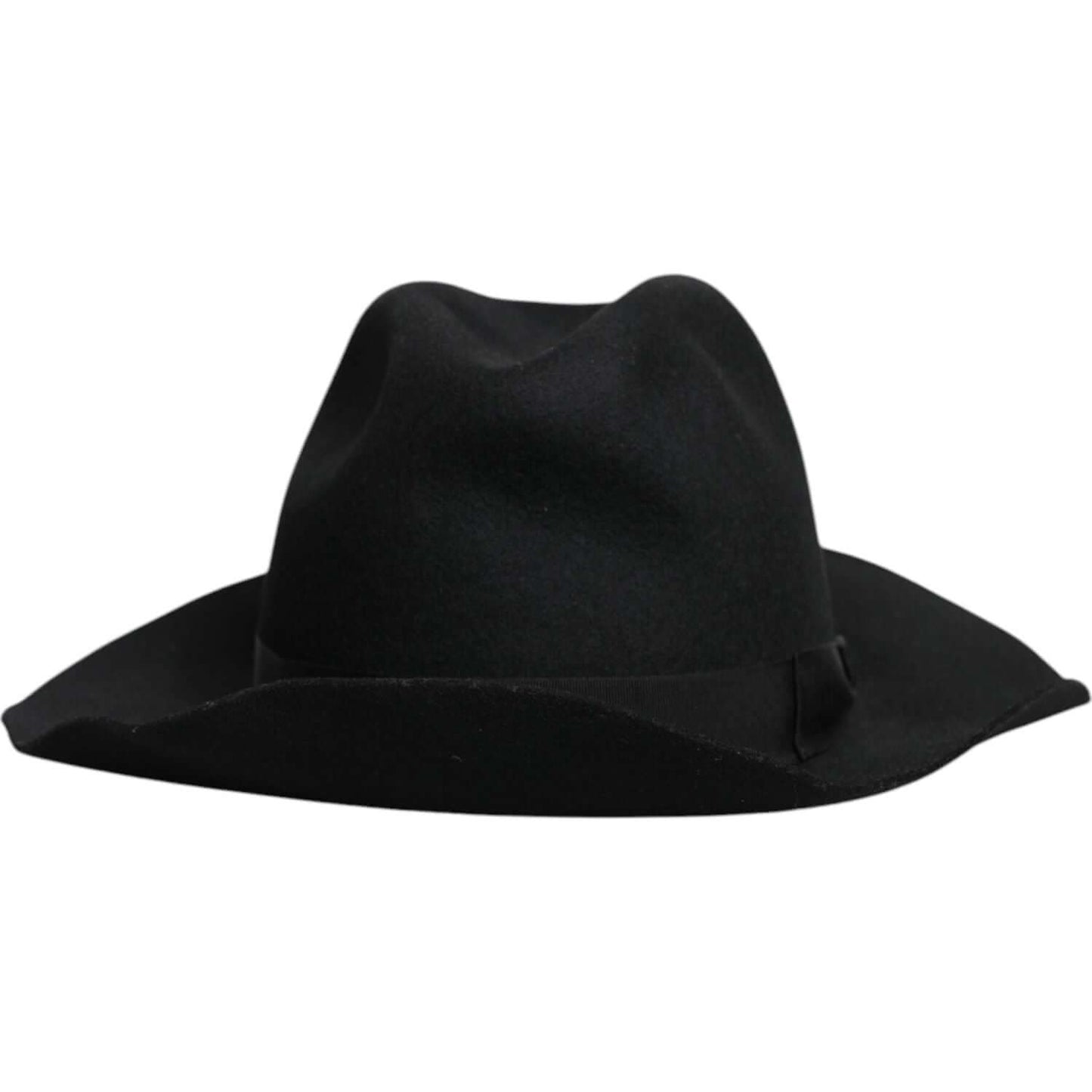 Dolce & Gabbana women's black wide brim trilby fedora hat, 100% authentic, made in Italy with logo details.