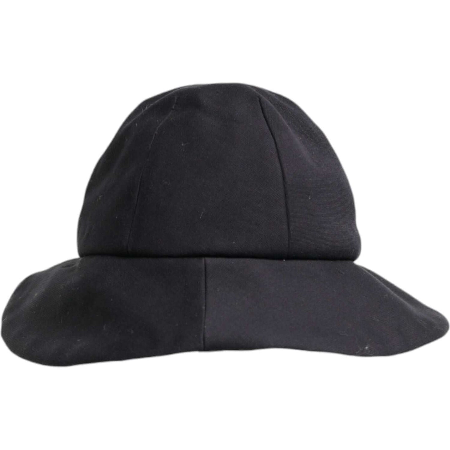 Dolce & Gabbana black cotton wide brim bucket hat with silk lining, featuring logo details, brand new with tags.