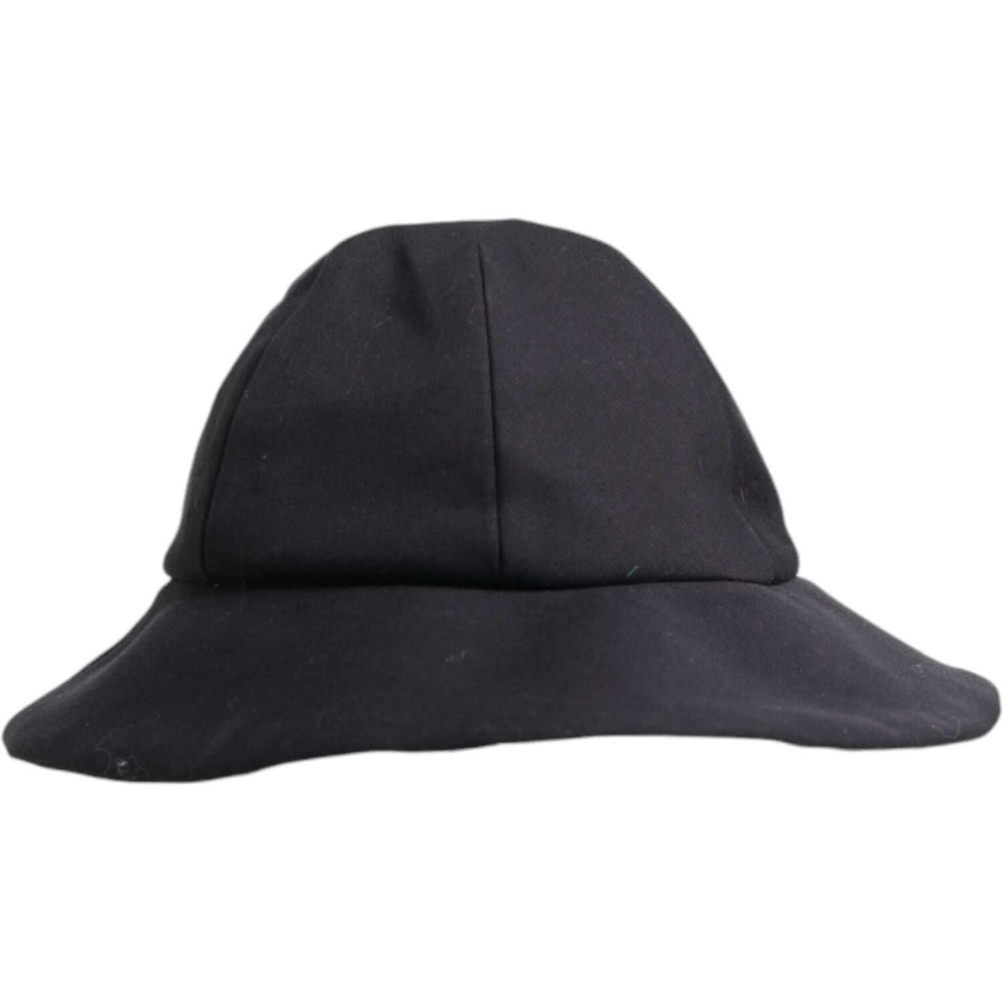 Dolce & Gabbana black cotton wide brim bucket hat, 98% cotton, 2% silk, 100% silk lining, with logo details, made in Italy.