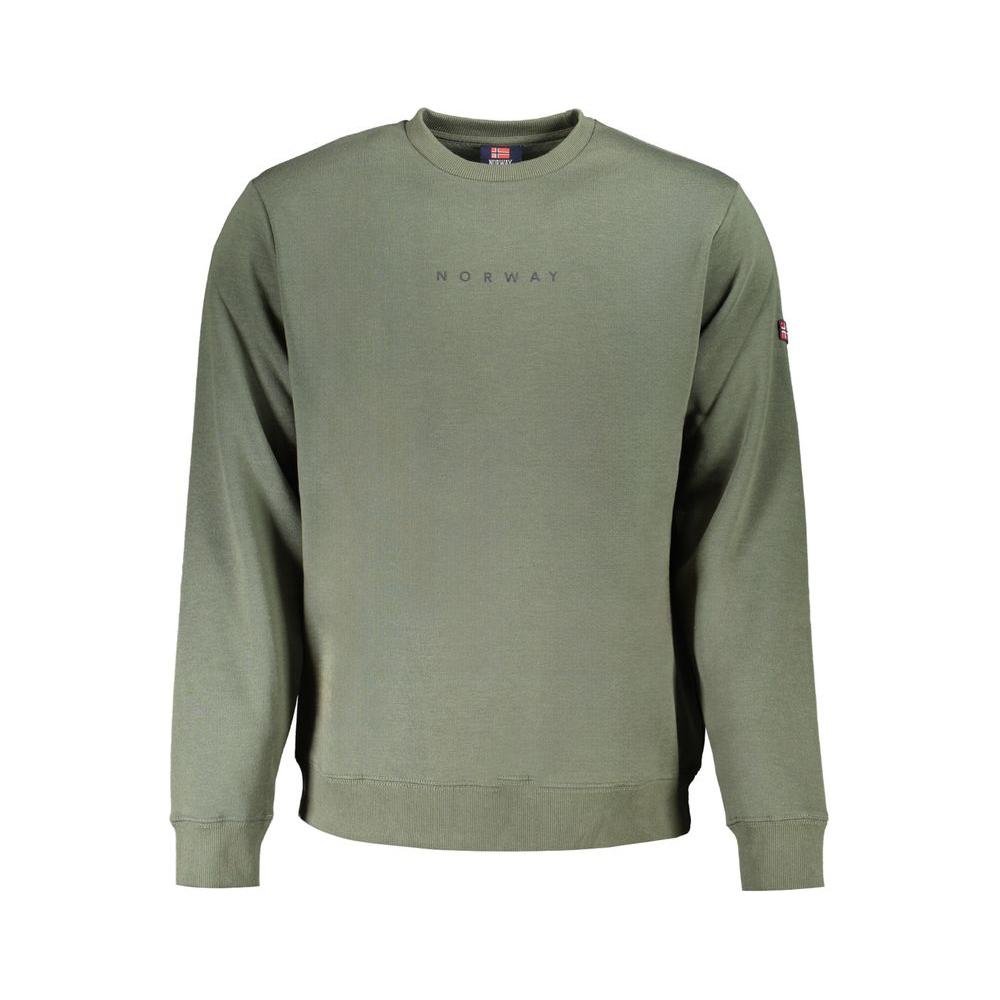 Norway 1963 green cotton men's sweater with iconic logo, long sleeves and crew neck. Perfect for stylish and comfortable casual wear.