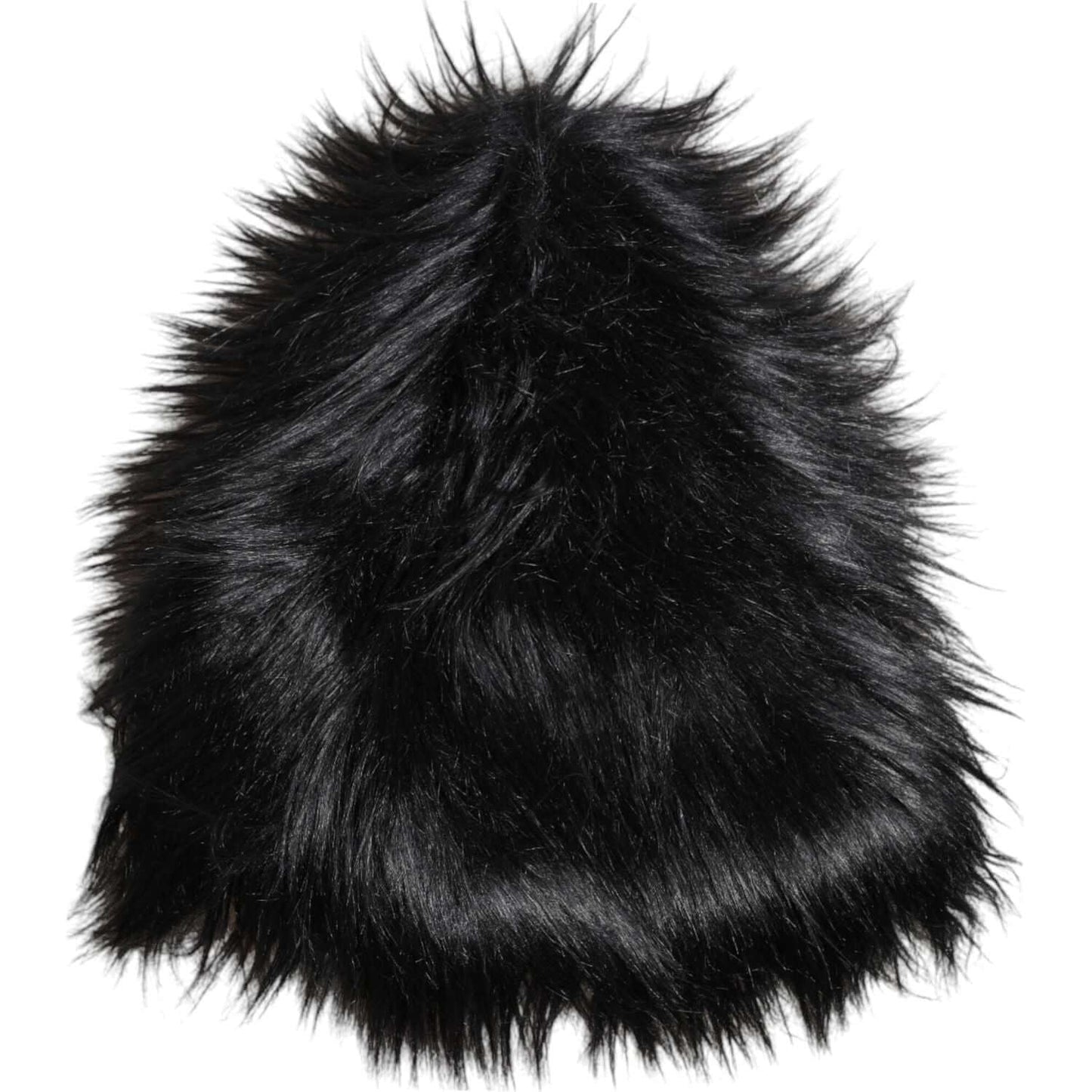 Dolce & Gabbana women's black acrylic fur bucket hat with logo details, luxurious Italian design, new with tags.