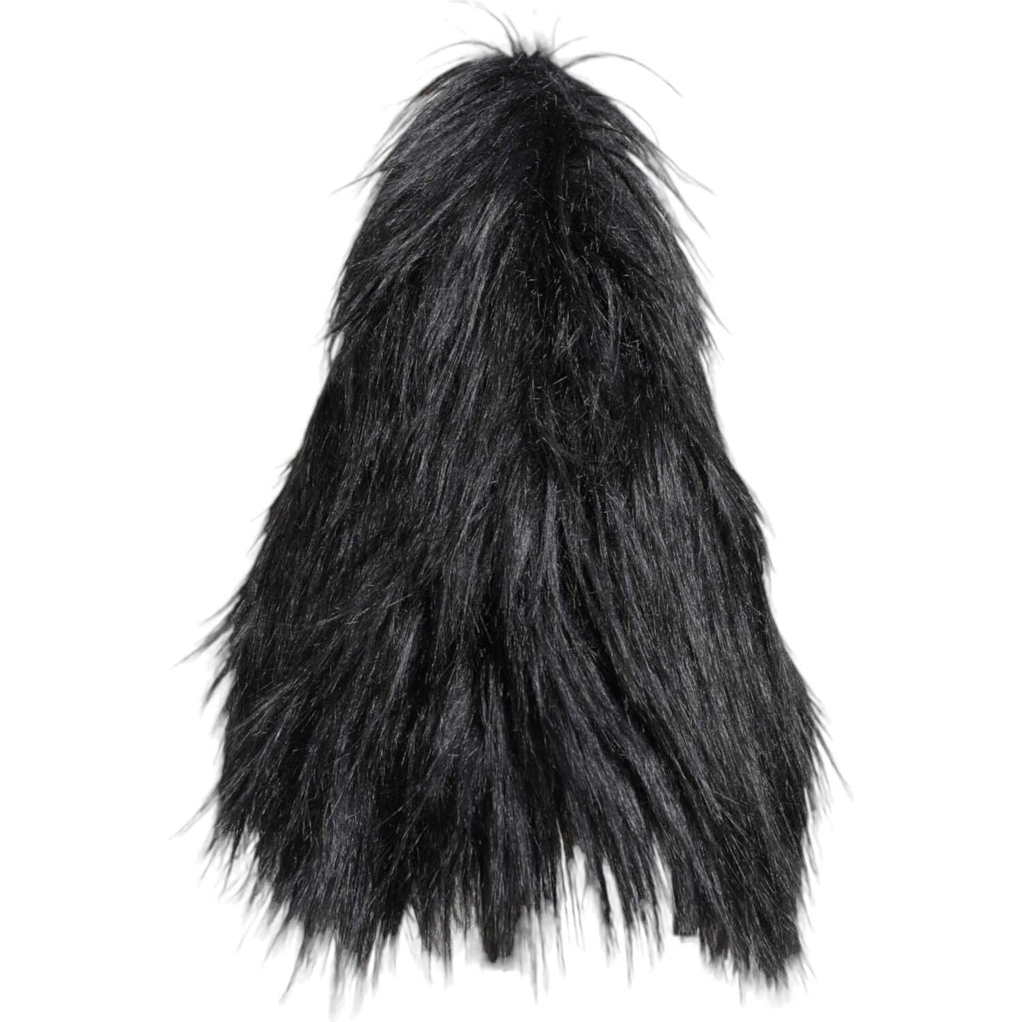 Dolce & Gabbana black acrylic fur women's bucket hat, luxury Italian fashion accessory, made with viscose lining and brand logo detail.