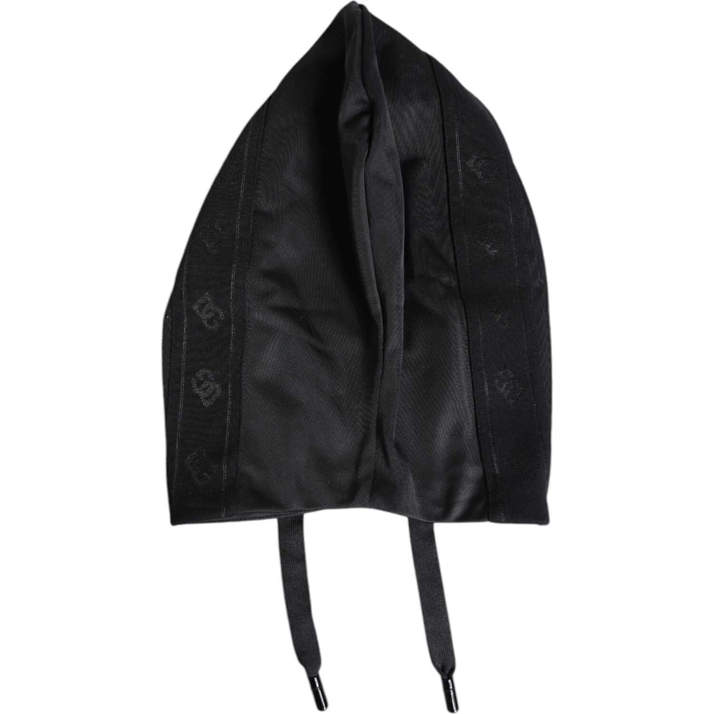 Dolce & Gabbana black polyester head wrap hat with logo details, 100% authentic women's accessory, made in Italy.