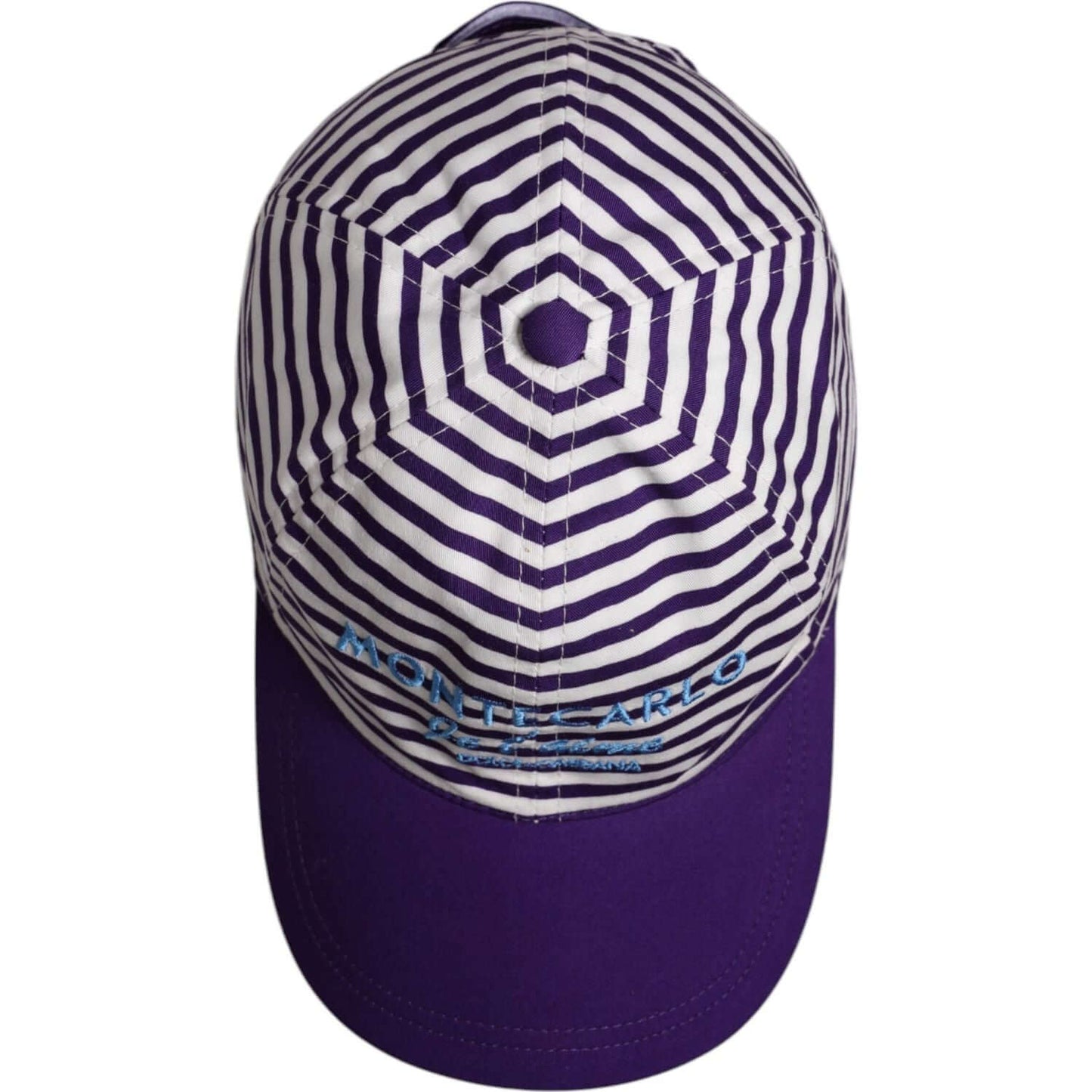 Dolce & Gabbana white and purple stripe women's baseball cap, 97% cotton, logo detail, made in Italy.