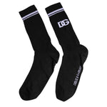 Dolce & Gabbana Black Cotton Logo Mid Calf Men Socks SCS2191-XL
