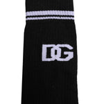 Dolce & Gabbana Black Cotton Logo Mid Calf Men Socks SCS2191-XL