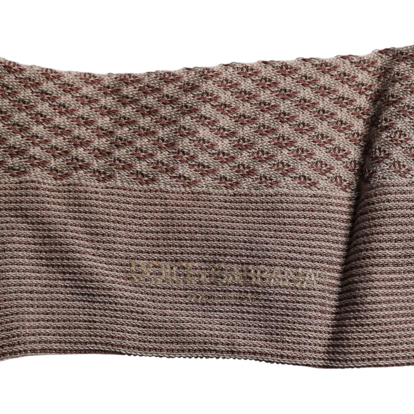 Dolce & Gabbana men's brown mid-calf socks with DG logo, Italy made, textured pattern.