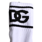 Dolce & Gabbana White Cotton DG Logo Print Open Toe Socks SCS2237