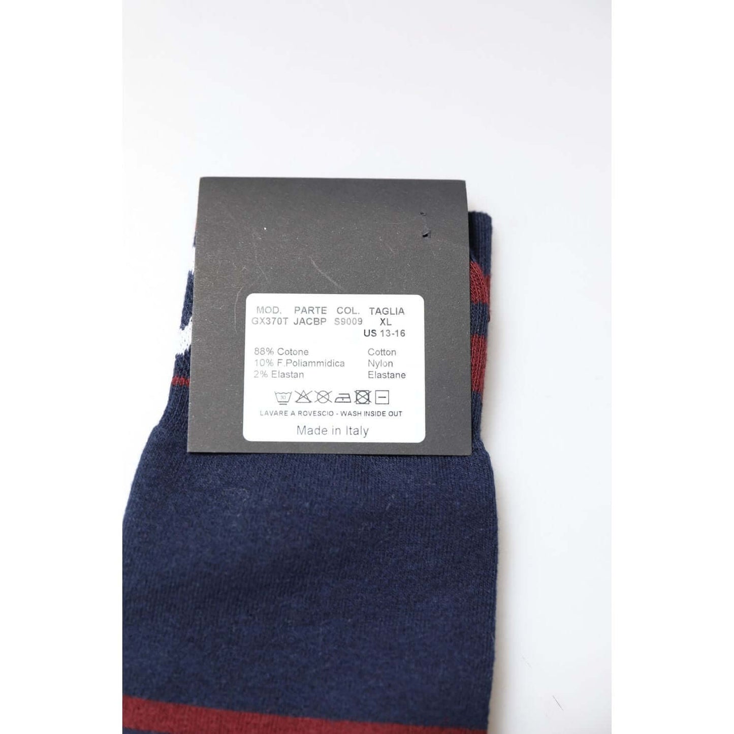 Dolce & Gabbana blue cotton mid calf men's socks with logo detail, made in Italy. Includes material and care label.