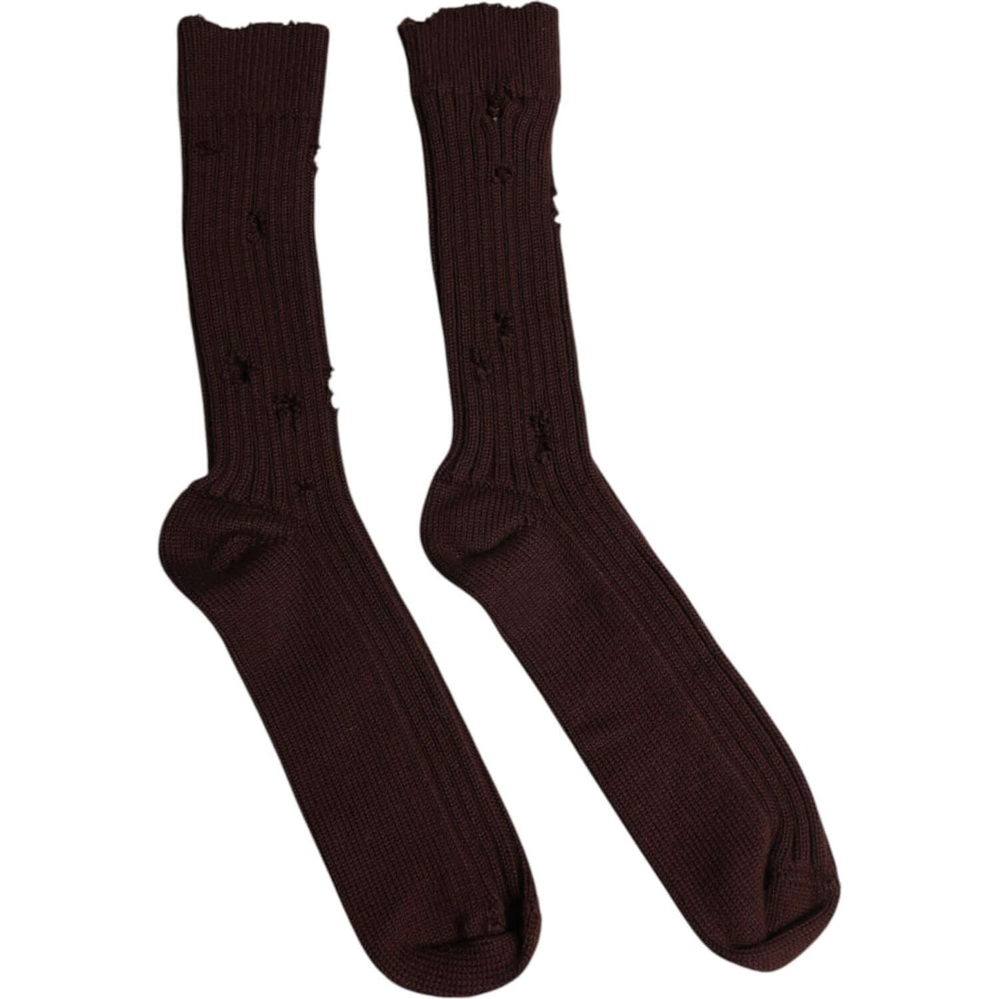 Dolce & Gabbana brown cotton blend over the calf socks, unisex, made in Italy with logo details.