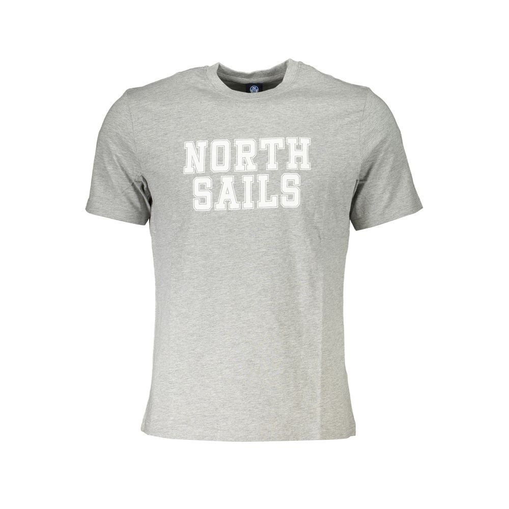Gray North Sails short-sleeved cotton T-shirt with crew neck and printed logo.