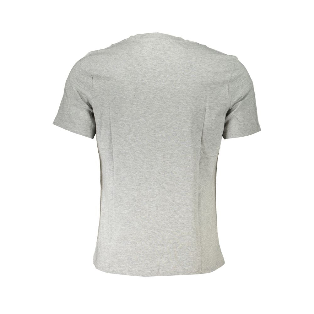 Back view of North Sails gray cotton short-sleeved crew neck T-shirt with logo print