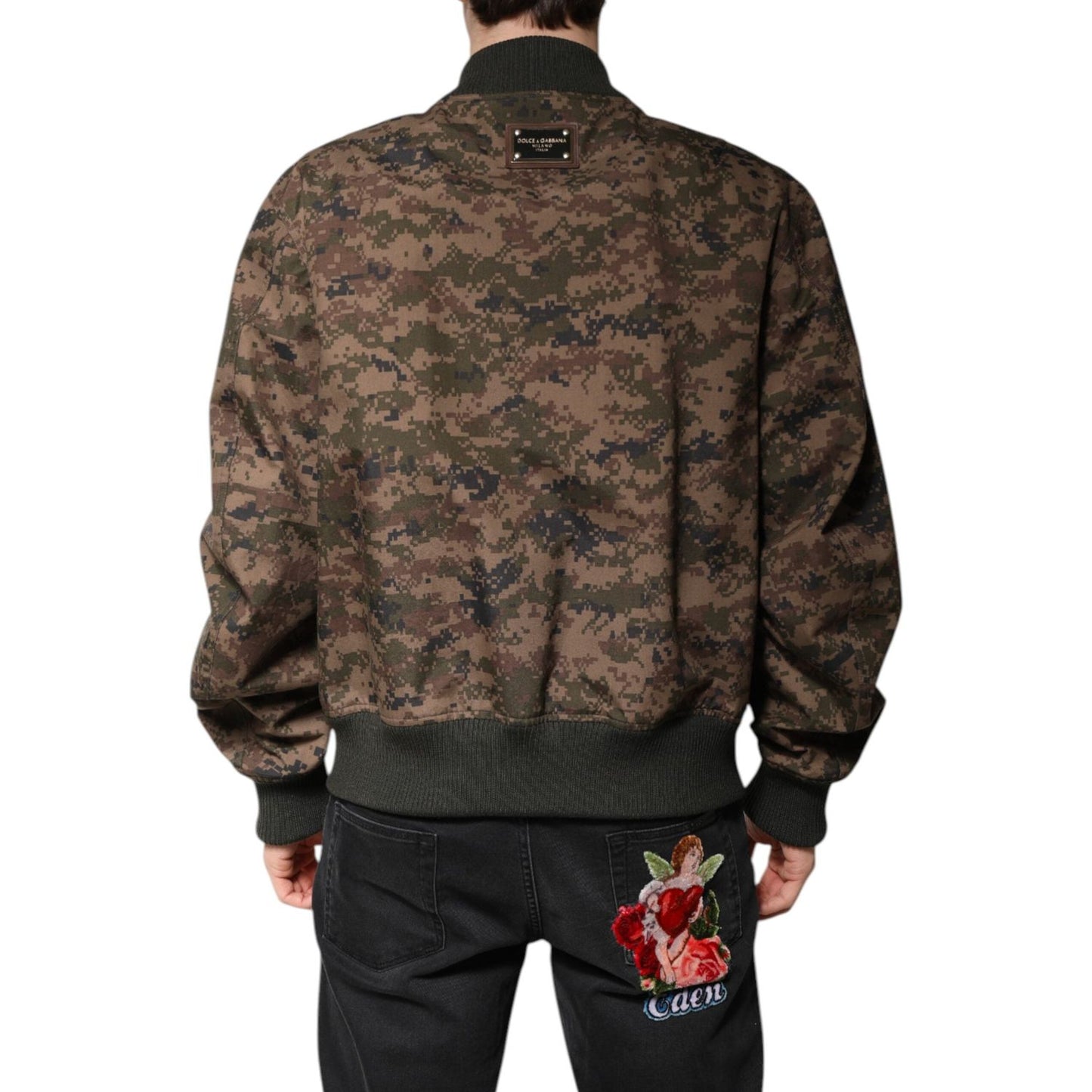 Dolce & Gabbana Brown Camouflage Bomber Full Zip Jacket JKT4123-56