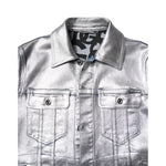 Dolce & Gabbana Silver Cotton Button Down Denim Biker Jacket JKT4130-48