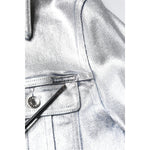 Dolce & Gabbana Silver Cotton Button Down Denim Biker Jacket JKT4130-48