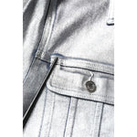 Dolce & Gabbana Silver Cotton Button Down Denim Biker Jacket JKT4130-48
