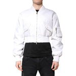 Dolce & Gabbana White Nylon Full Zip Cropped Bomber Jacket JKT4133-48