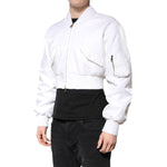 Dolce & Gabbana White Nylon Full Zip Cropped Bomber Jacket JKT4133-48