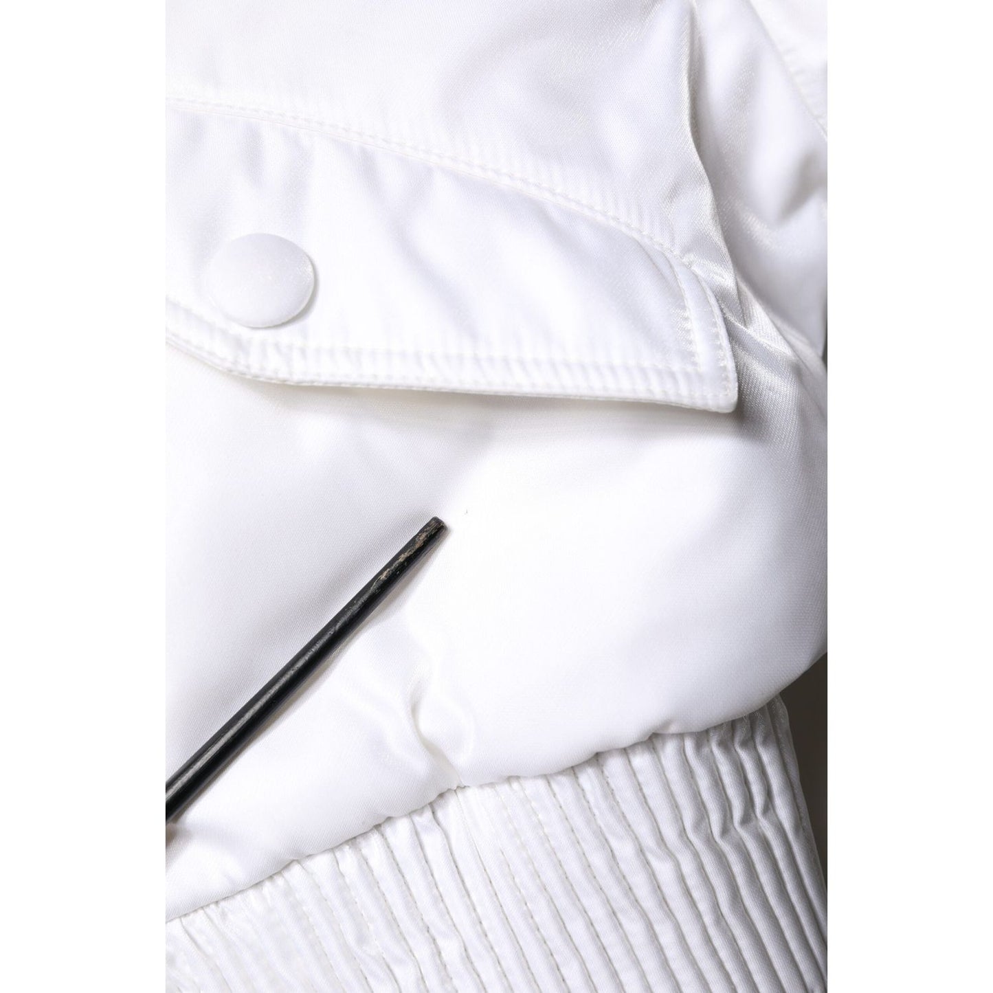 Dolce & Gabbana White Nylon Full Zip Cropped Bomber Jacket JKT4133-48