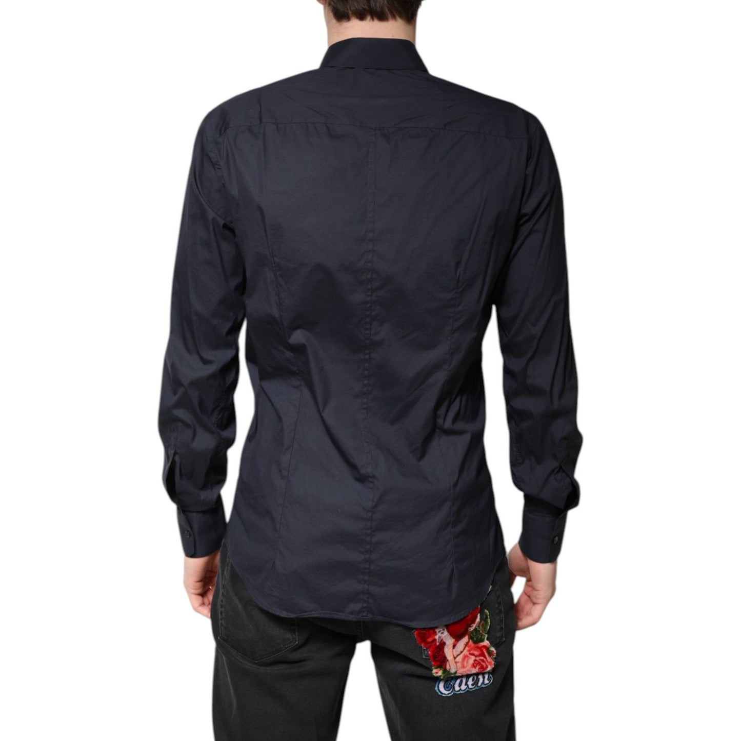 Dolce & Gabbana Dark Blue MARTINI Cotton Formal Dress Shirt TSH86365-40