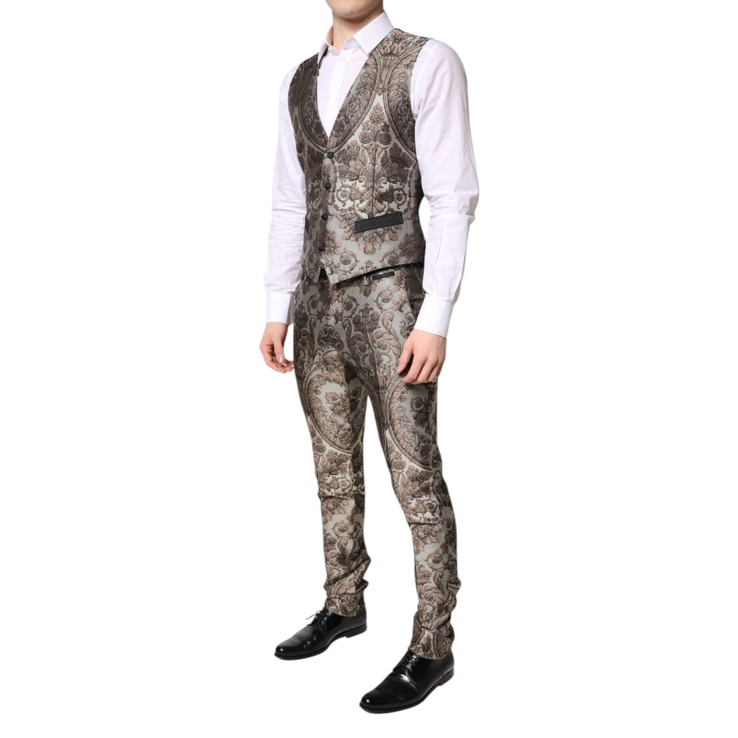 Dolce & Gabbana Multicolor Jacquard Single Breasted 3 Piece Suit KOS2275-46