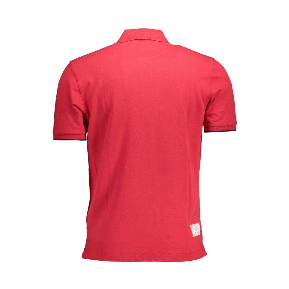 Back view of La Martina Elegant Pink Polo Shirt with short sleeves and contrast details for men